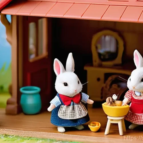 Home 23 실바니안 가족 캐릭터로 스토리텔링 - **Prompt 1: Imagination and Storytelling in a Sylvanian Village.**
A group of 2-3 diverse childr...