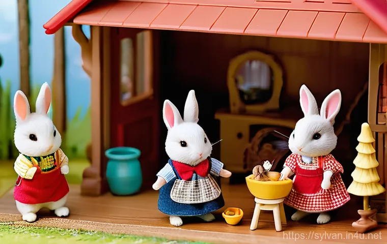 실바니안 가족 캐릭터로 스토리텔링 - **Prompt 1: Imagination and Storytelling in a Sylvanian Village.**
A group of 2-3 diverse childr...
