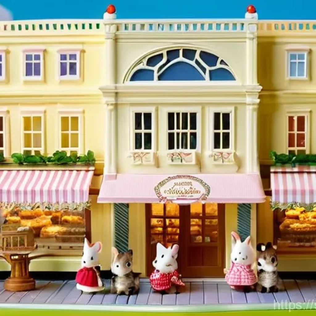 실바니안 가족 팬 모임 개최 후기 - **A Grand Sylvanian Families Exhibition Hall.**
A bustling, warmly lit exhibition hall filled wi...